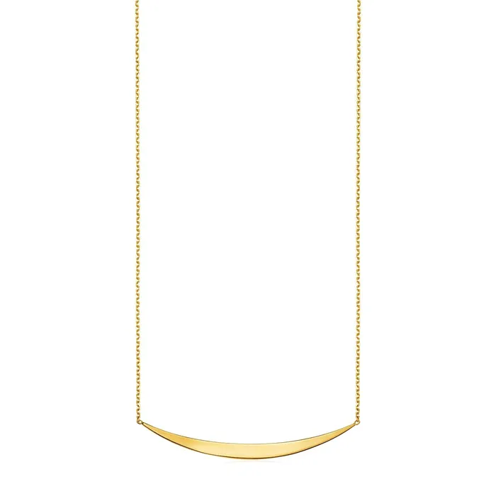 Necklaces MayaMila 14k Yellow Gold Necklace with Polished Curved Bar Pendant