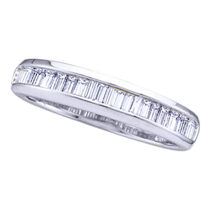 Sterling Silver Womens Baguette Diamond Wedding Band Ring 13 Cttw mayamila Rings