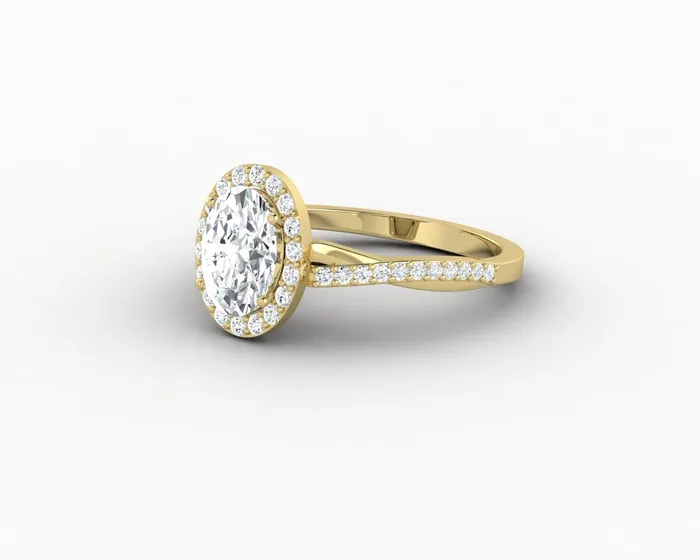 Rings Sapheena Jewelry Demi 10 Ct Oval Cut Halo Engagement Ring with Side Stones