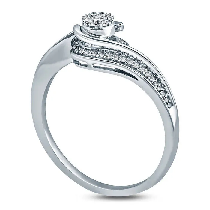 013 CT TW Composite Natural Diamond Bypass Frame Promise Ring in Solid 10K White Gold Goldia Rings 013 CT TW Composite Natural Diamond Bypass Frame Promise Ring in Solid 10K White Gold Goldia Rings