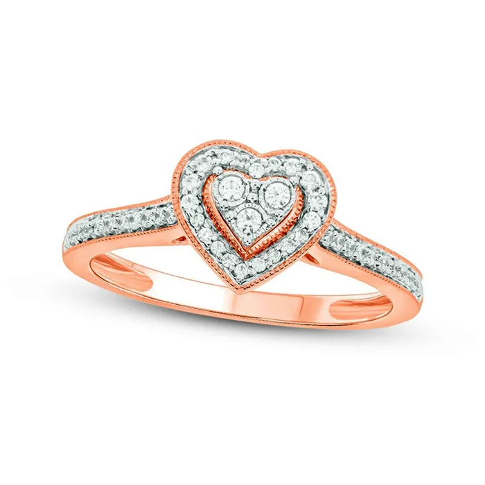 020 CT TW Composite Heart Natural Diamond Frame Promise Ring in Solid 10K Rose Gold Goldia Rings 020 CT TW Composite Heart Natural Diamond Frame Promise Ring in Solid 10K Rose Gold Goldia Rings