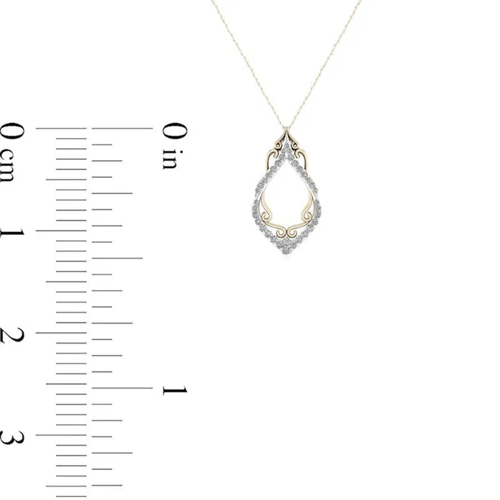 033 CT TW Natural Diamond Marquise Filigree Pendant in 10K Yellow Gold Goldia Necklaces