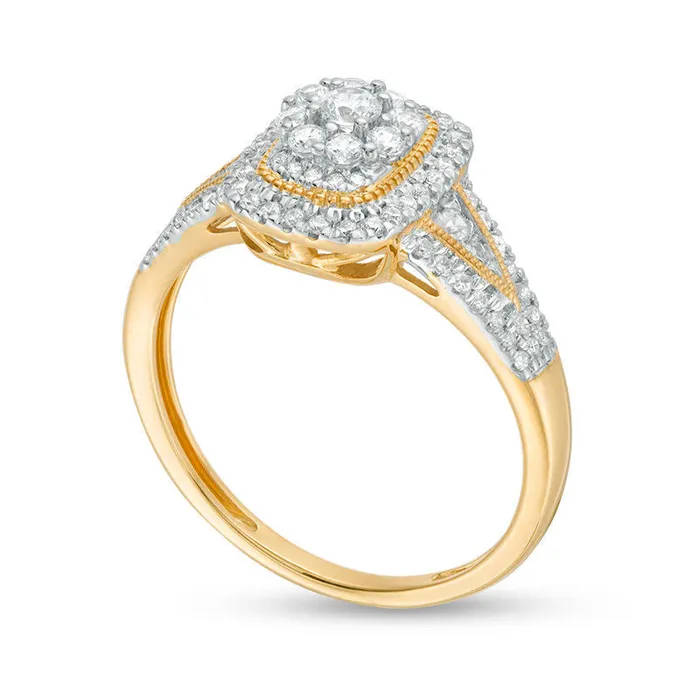 050 CT TW Natural Diamond Rectangle Frame VSides Antique VintageStyle Engagement Ring in Solid 14K Gold Goldia Rings 050 CT TW Natural Diamond Rectangle Frame VSides Antique VintageStyle Engagement Ring in Solid 14K Gold Goldia Rings