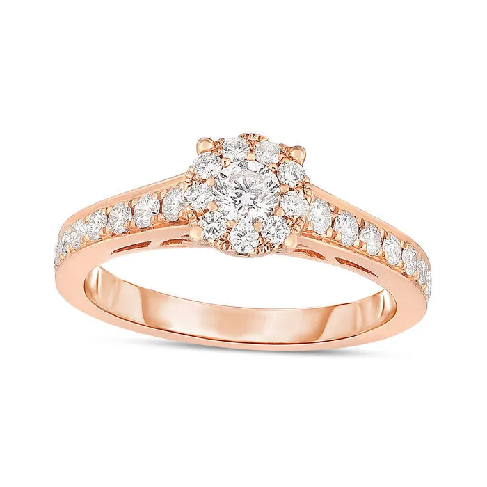 063 CT TW Natural Diamond Frame Engagement Ring in Solid 14K Rose Gold Goldia Rings 063 CT TW Natural Diamond Frame Engagement Ring in Solid 14K Rose Gold Goldia Rings