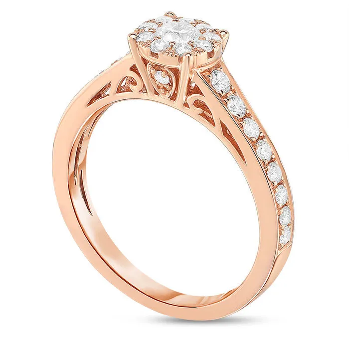 063 CT TW Natural Diamond Frame Engagement Ring in Solid 14K Rose Gold Goldia Rings 063 CT TW Natural Diamond Frame Engagement Ring in Solid 14K Rose Gold Goldia Rings