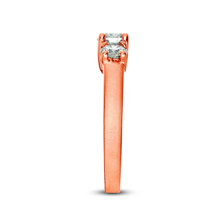 10 CT TW Natural Diamond Three Stone SatinFinish Engagement Ring in Solid 14K Rose Gold Goldia Rings 10 CT TW Natural Diamond Three Stone SatinFinish Engagement Ring in Solid 14K Rose Gold Goldia Rings