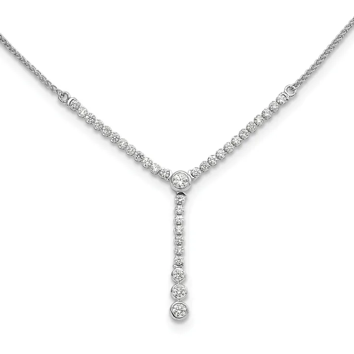 14k White Gold 1 Ct Lab Grown Diamond VSSI G Adjustable up to 24 inch Tennis Style Bolo Necklace Goldia Necklaces