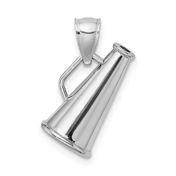 14k White Gold 3D Megaphone Charm Goldia Charm Necklaces