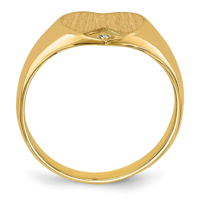 14K Yellow Gold 005ct Real Diamond Closed Back 90x90mm Heart Signet Ring Goldiacom Rings