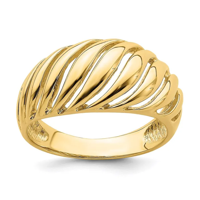 14K Yellow Gold Open Slash Dome Ring Goldia Rings