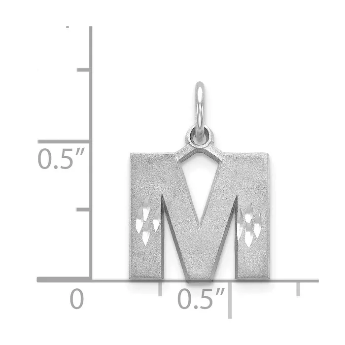 Charm Necklaces Goldia 14k White GoldW Satin Diamondcut Letter M Initial Charm
