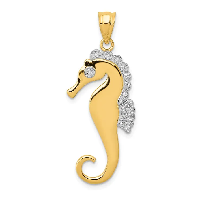 Charm Necklaces Goldia 14k Yellow Rhodium Gold Rhodium Seahorse Charm