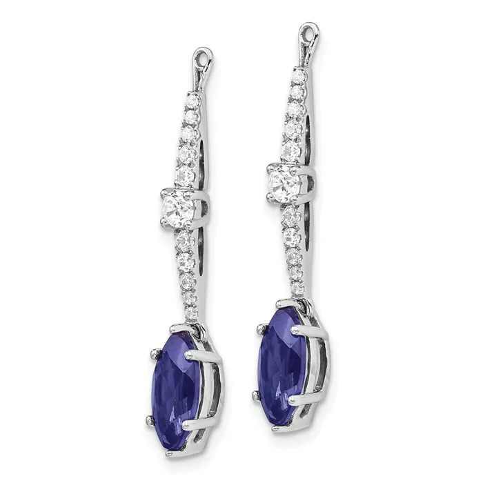 Earrings Goldia 14k White Gold 12 Ct Lab Grown Diamond VSSI G and Lab Created Blue Sapphire Earring Jackets