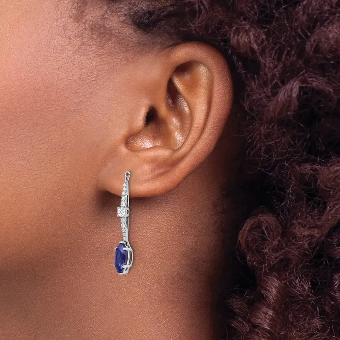 Earrings Goldia 14k White Gold 12 Ct Lab Grown Diamond VSSI G and Lab Created Blue Sapphire Earring Jackets