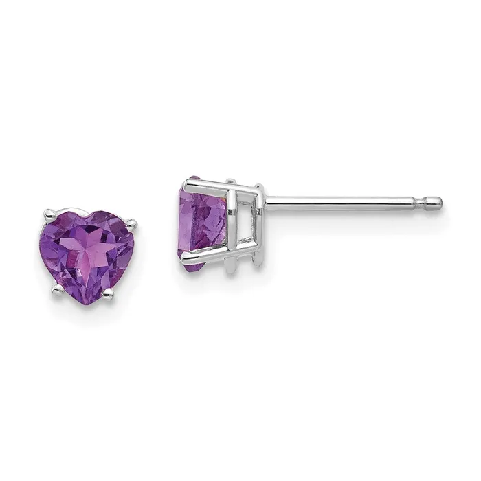 Earrings Goldia 14k White Gold 5mm Heart Amethyst Earrings