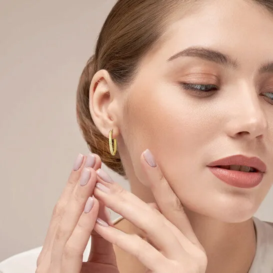 Earrings JMS always Original Amour 19mm Edged Hinged Hoop Earrings in Textured 10k Yellow Gold