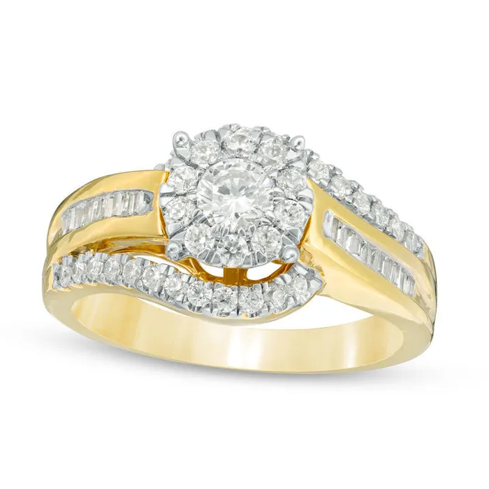 Goldia 075 CT TW Natural Diamond Frame Bypass Engagement Ring in Solid 10K Yellow Gold Rings Goldia 075 CT TW Natural Diamond Frame Bypass Engagement Ring in Solid 10K Yellow Gold Rings