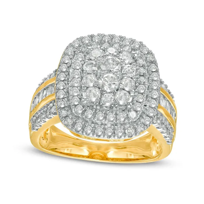 Goldia 15 CT TW Composite Natural Diamond Double CushionShaped Frame Ring in Solid 10K Yellow Gold Rings Goldia 15 CT TW Composite Natural Diamond Double CushionShaped Frame Ring in Solid 10K Yellow Gold Rings