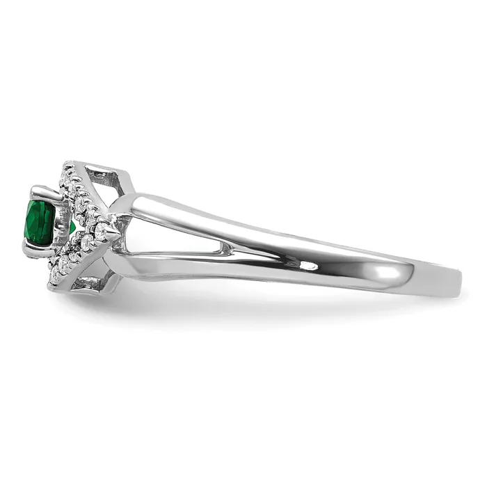 Goldia 14k White Gold 110 Ct Lab Grown Diamond VSSI G and Lab Created Emerald Ring Rings