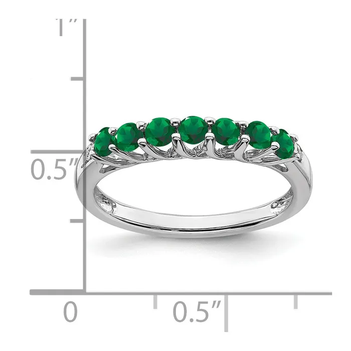 Goldia 14k White Gold Created Emerald and Real Diamond 7stone Ring Rings
