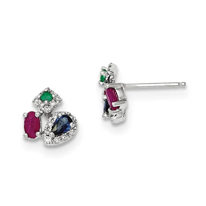 Goldia 14k White Gold Diamond Sapphire Emerald u0026 Ruby Earrings Earrings