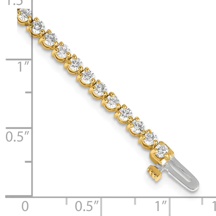 Goldia Bracelets 14k Yellow Gold 3 13 Ct Lab Grown Diamond VSSI G Tennis Bracelet