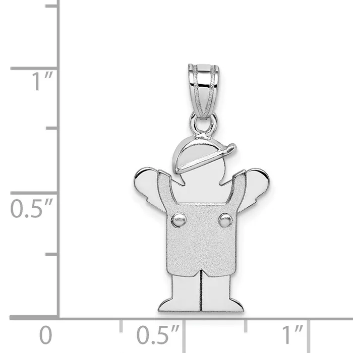 Goldia Charm Necklaces 14k White Gold Small Boy with Hat on Left Engravable Charm