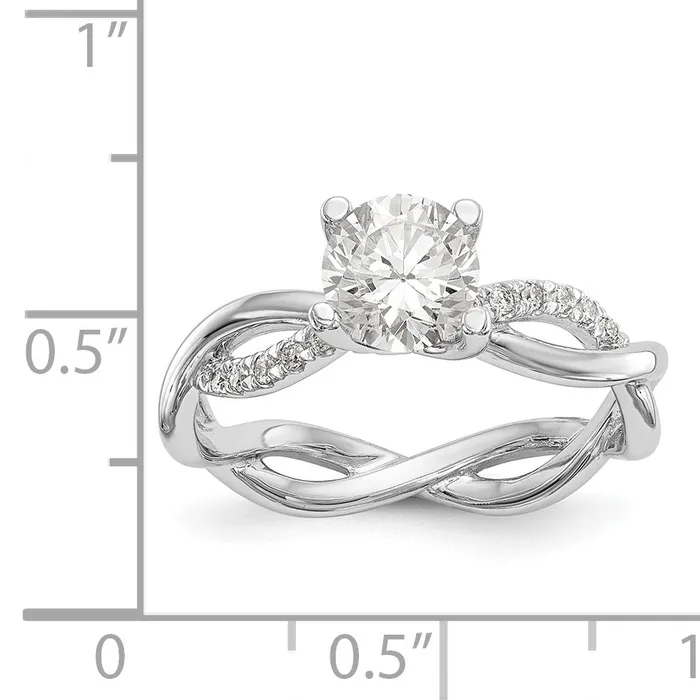 Goldiacom Rings 14k White Gold Diamond Round CZ Criss Cross Engagement Ring