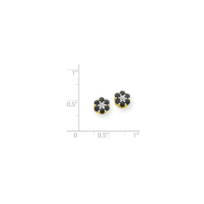Goldia Earrings 14k Yellow Gold u0026 Rhodium Sapphire u0026 Real Diamond Post Earrings