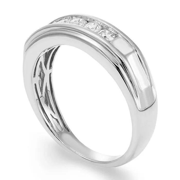 Goldia Mens 050 CT TW Certified Natural Diamond Five Stone Wedding Band in Solid 14K White Gold II2 Rings Goldia Mens 050 CT TW Certified Natural Diamond Five Stone Wedding Band in Solid 14K White Gold II2 Rings