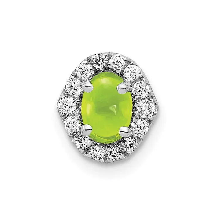 Goldia Necklaces 14k White Gold Real Diamond and Cabochon 78 Peridot Chain Slide