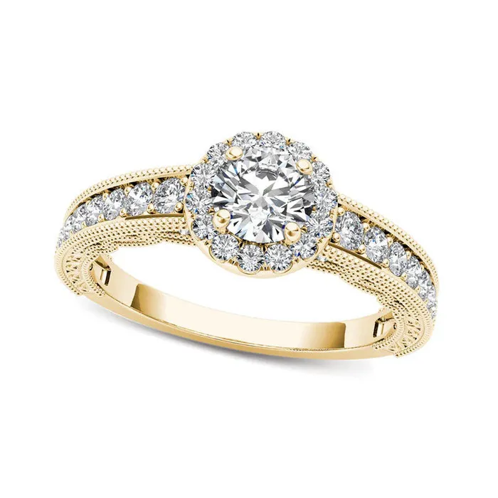 Goldia Rings 10 CT TW Natural Diamond Frame Antique VintageStyle Engagement Ring in Solid 14K Gold Goldia Rings 10 CT TW Natural Diamond Frame Antique VintageStyle Engagement Ring in Solid 14K Gold