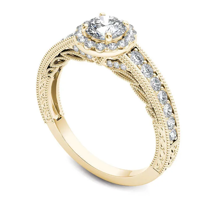 Goldia Rings 10 CT TW Natural Diamond Frame Antique VintageStyle Engagement Ring in Solid 14K Gold Goldia Rings 10 CT TW Natural Diamond Frame Antique VintageStyle Engagement Ring in Solid 14K Gold