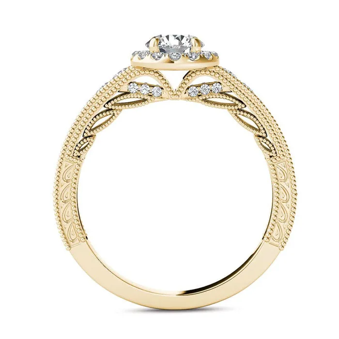 Goldia Rings 10 CT TW Natural Diamond Frame Antique VintageStyle Engagement Ring in Solid 14K Gold Goldia Rings 10 CT TW Natural Diamond Frame Antique VintageStyle Engagement Ring in Solid 14K Gold