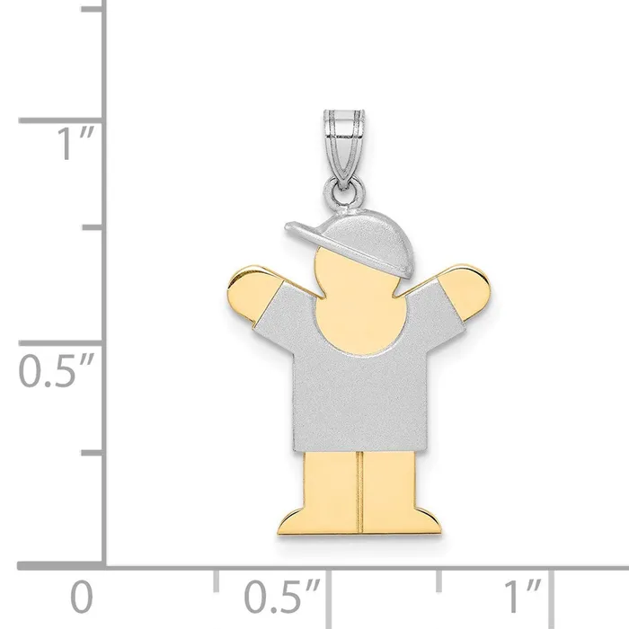Goldia Rings 14k Twotone Gold Twotone Gold Small Boy with Hat on Right Engravable Charm