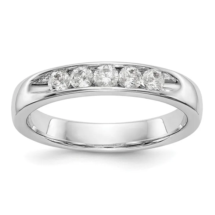 Goldia Rings 14k White Gold 5Stone 13 carat Round Diamond Complete Channel Band