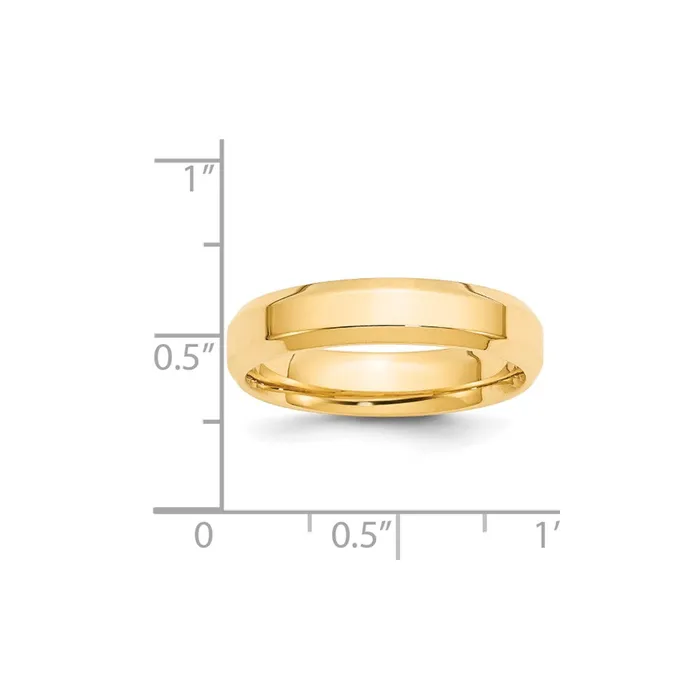 Goldia Rings Solid 14K Yellow Gold 5mm Bevel Edge Comfort Fit MensWomens Wedding Band Ring Size 8
