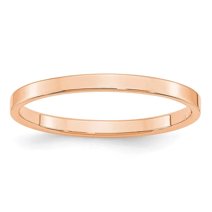 Goldia Rings Solid 14K Yellow Gold Rose Gold 2mm Light Weight Flat MensWomens Wedding Band Ring Size 11