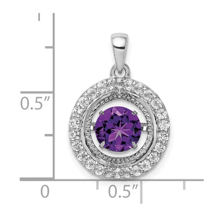 Goldia Sterling Silver White Topaz u0026 Vibrant Amethyst Circle Pendant Necklaces