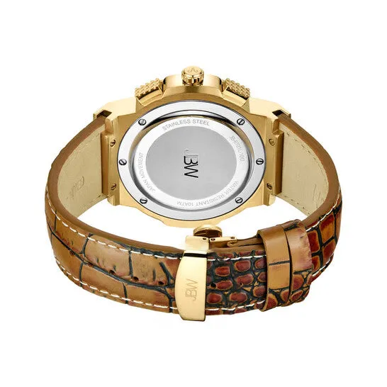 JMS always Rings Original JBW Saxon Goldtone Dial Brown Leather Mens Watch JB6101L10D