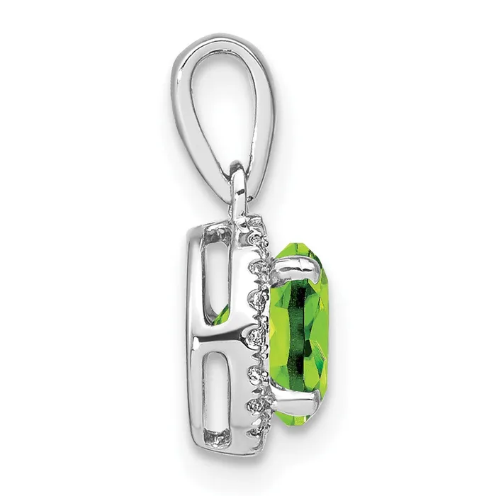 Necklaces 14k White Gold Peridot and Real Diamond Halo Pendant Goldia