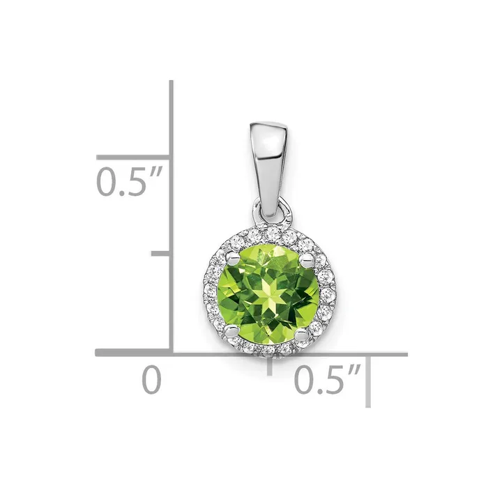 Necklaces 14k White Gold Peridot and Real Diamond Halo Pendant Goldia