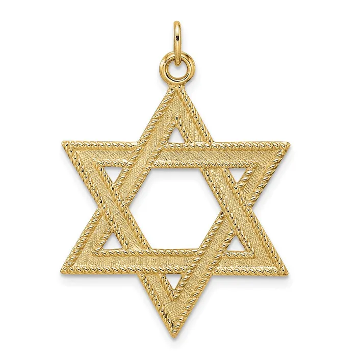 Necklaces Goldia 14k Yellow Gold Polished and Textured Solid Star of David Pendant