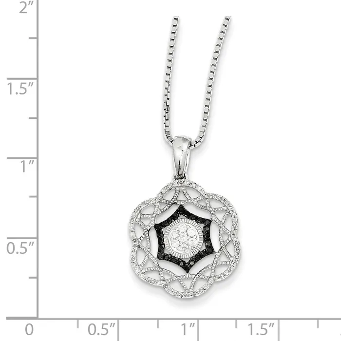 Necklaces Goldia Sterling Silver Rhodium Plated Black u0026 White Diamond Pendant
