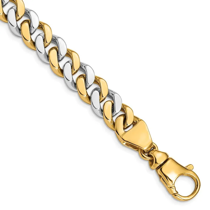Necklaces MDS Solid 14K Twotone Gold 22 inch 10mm Hand Polished Fancy Link with Fancy Lobster Clasp Chain Necklace