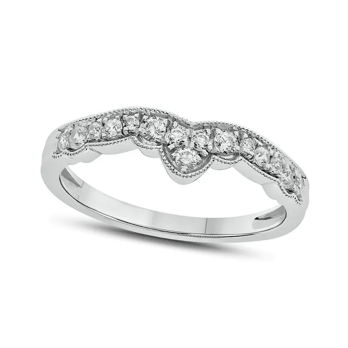 Rings 033 CT TW Natural Diamond Antique VintageStyle Crown Contour Wedding Band in Solid 10K White Gold Goldia Rings 033 CT TW Natural Diamond Antique VintageStyle Crown Contour Wedding Band in Solid 10K White Gold Goldia