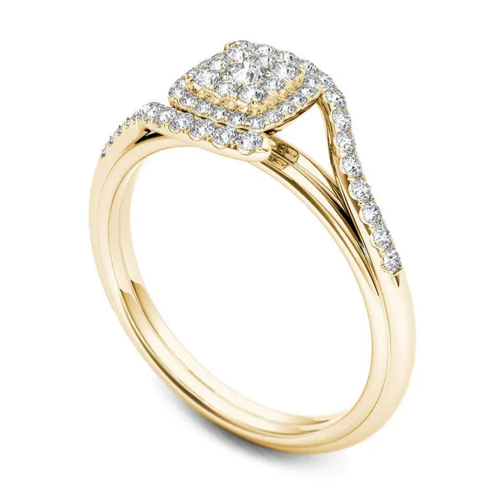 Rings 050 CT TW Composite Natural Diamond Square Frame Bypass Engagement Ring in Solid 14K Gold Goldia Rings 050 CT TW Composite Natural Diamond Square Frame Bypass Engagement Ring in Solid 14K Gold Goldia