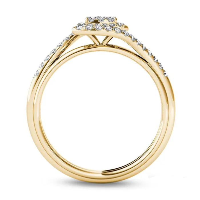 Rings 050 CT TW Composite Natural Diamond Square Frame Bypass Engagement Ring in Solid 14K Gold Goldia Rings 050 CT TW Composite Natural Diamond Square Frame Bypass Engagement Ring in Solid 14K Gold Goldia