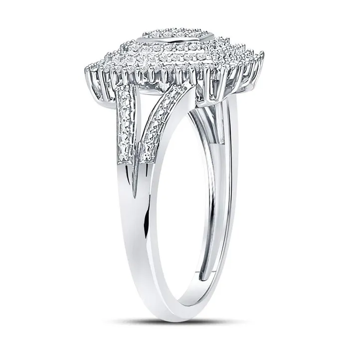 Rings 14kt White Gold Round Diamond Rectangle Cluster Splitshank Ring 14 Cttw gndatlanta