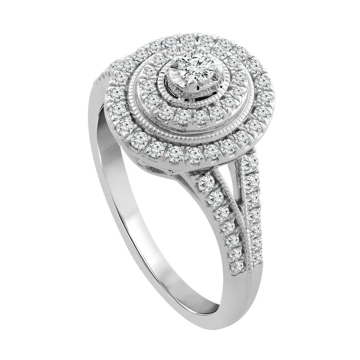 Rings Goldia 050 CT TW Natural Diamond Double Oval Frame Antique VintageStyle Engagement Ring in Solid 10K White Gold Rings Goldia 050 CT TW Natural Diamond Double Oval Frame Antique VintageStyle Engagement Ring in Solid 10K White Gold